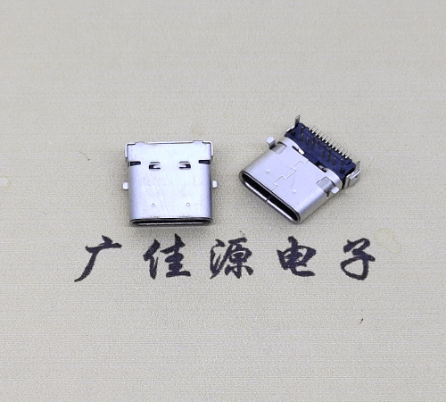 辽宁type c24p板上双壳连接器接口 DIP+SMT L=10.0脚长1.6母头